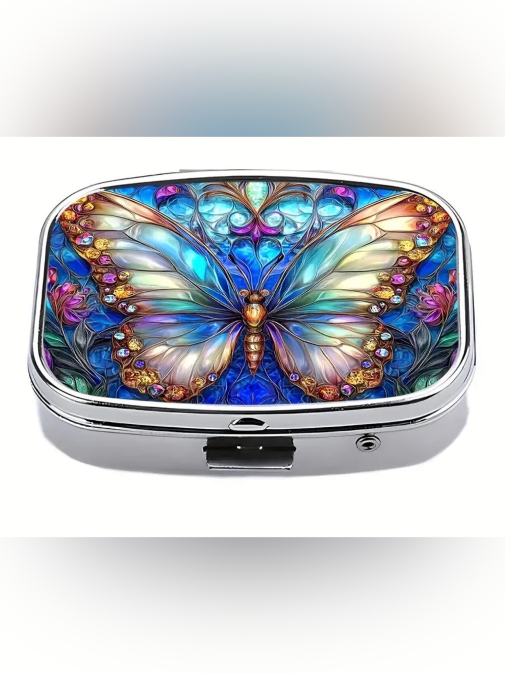 Butterfly Nature Inspired Pill Organizer 2-Compartment Compact Pill Case New
